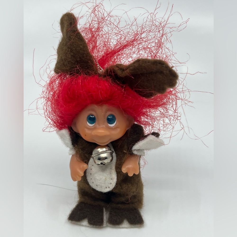 Troll Doll ornament dress as a reindeer- vintage
